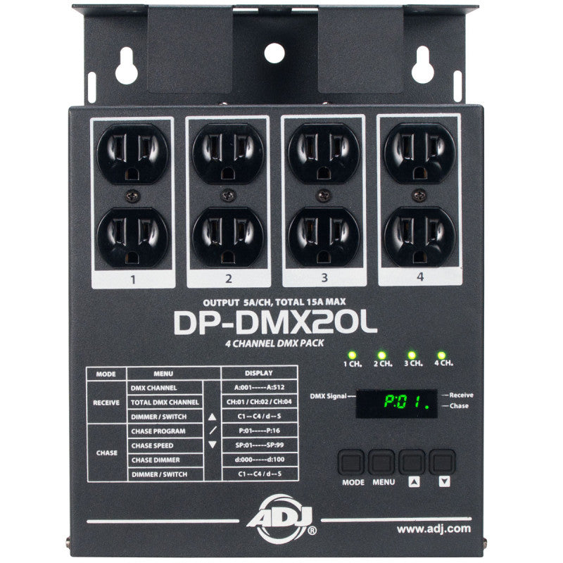 ADJ DP-DMX20L 4 CHANNEL PORTABLE DMX DIMMER/SWITCH PACK - Port Lighting Systems